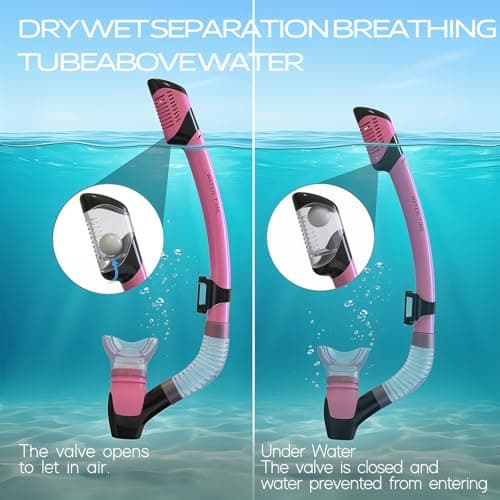 Wide Angle Snorkel Set Adults, Anti Fog & Breath Easy Airflow Tech, Yellow — view 4