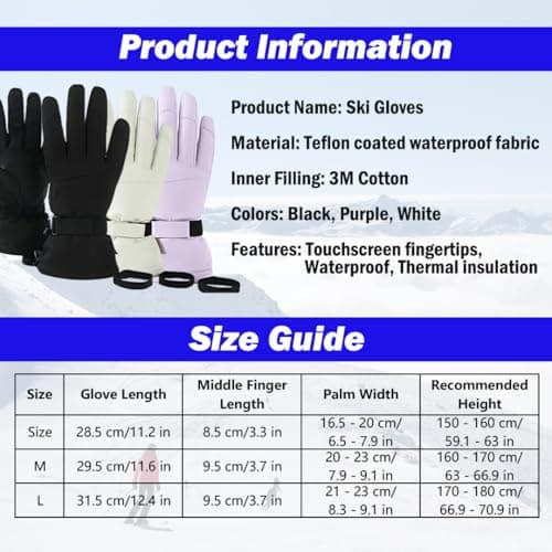 NexusGoods Thermal Touchscreen Ski Gloves - Waterproof & Insulated Snow Gloves for Men and Women For Snowboarding Ice Skating Winter Sports (Beige,S) — view 6
