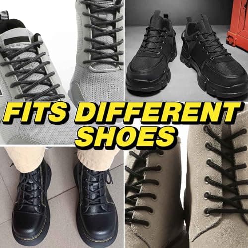 VSUDO 130 cm Round Dark Grey Boot Laces, Grey Trainer Laces, 1 Pair — view 6