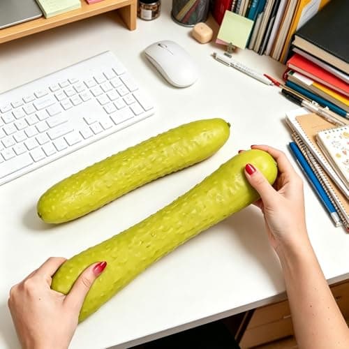 Giant Pickle Squishy, 25cm Realistic Pickle Squeeze Toy, Cucumber Stress Squeeze for Adults Kids Home Office Travel — view 5