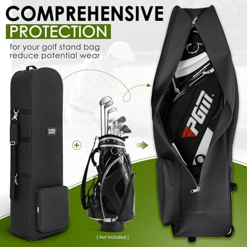 PERFBAGS Golf Travel Bags with Wheels, 1200D Heavy Duty Oxford Wear-Resistant with Extra Storage Bag, Lightweight & Portable Golf Club Travel Cover for Airlines Easy Storage (Black, Shoulder) — view 5