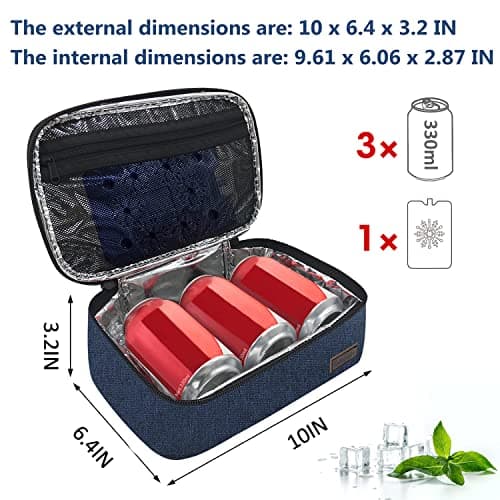 Gloppie Small Insulated Lunch Bag Mini Lunchbox 3.5L Food Containers Portable for Men Women, Durable & Compact Cooler Bags Reusable Snack Bag, Indigo Blue — view 3