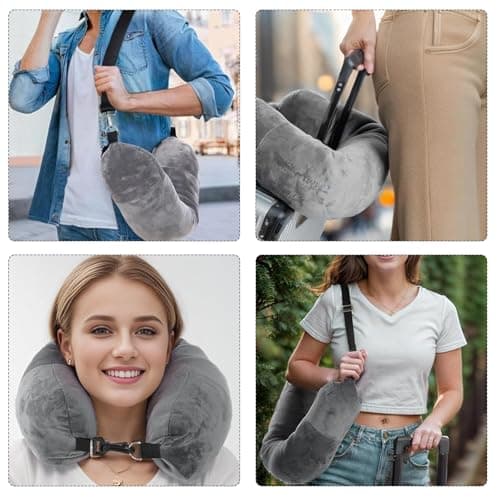 HOPNKN Stuffable Neck Pillow for Travel, Travel Pillow Stuffable with Clothes, Travel Neck Pillows With Adjustable Straps for Essentials Extra Luggage(Grey) — view 6