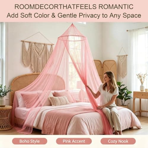 ZPSCXQ Bed Canopy for Girls, Pink Princess Mosquito Nets for Double Bed Beds mosquito net, mosquito net, single/double bed large dome canopy, easy to install in rooms, travel and home — view 6