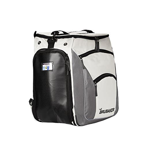 BRUBAKER Professional Ski Boot Bag for Shoes and Helmet with Backpack Straps and Foam Back Padding Silver Grey — view 3