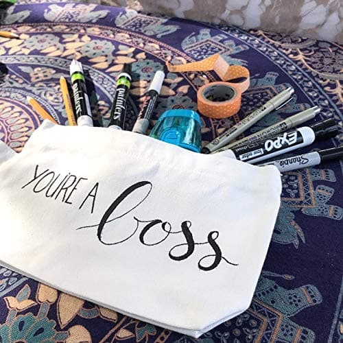 Organic Cotton Canvas Zipper Pouch - Heavy Duty Canvas Tool Pouch - Sturdy Canvas Coin Bag - White Makeup, Cosmetic, Toiletries, Stationery, Pencils, Travel, Fabric Zipper Bag (4 White) — view 5