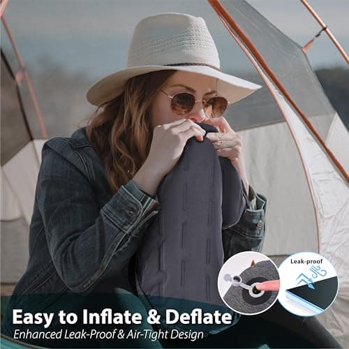 TREKOLOGY Camping Pillow - Premium Inflatable Pillow for Camping, Beach, and Travel - Ultimate Comfort for Adults (Grey) — view 3