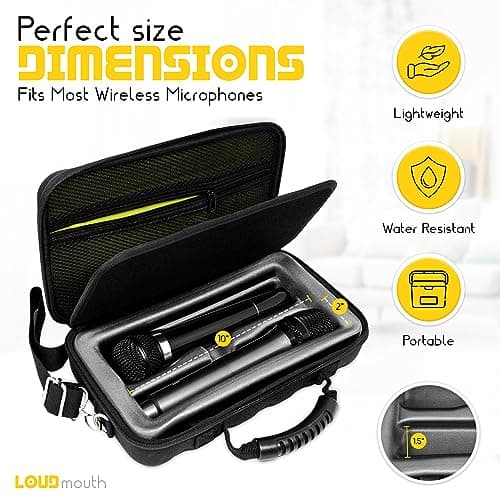 Loudmouth Dual Wireless Microphone Case | Hardshell Portable EVA Hard Shell Storage for Two Wireless Mics | CASE ONLY | 12.5" x 7" x 3.25" — view 2