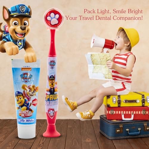 Paw Patrol Kids Toothbrush Travel Set – Includes Strawberry-Flavoured Toothpaste & Soft-Bristle Toothbrush with Suction Cup & Protective Cap | Travel-Friendly Oral Care Kit for Children Ages 3+ — view 6