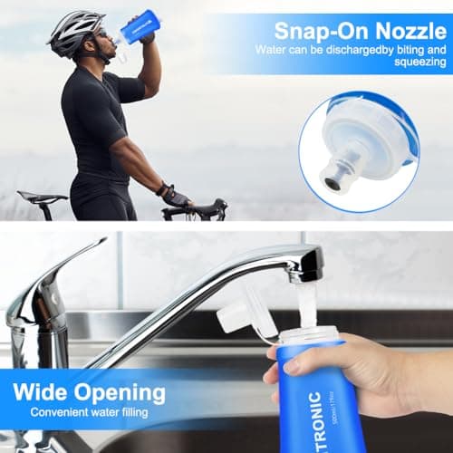 flintronic 2PCS Soft Flask TPU, 250ML Collapsible Water Bottle, Lightweight Soft Water Bottle for Unisex Hydration, BPA-Free, Leakproof Foldable Water Bottle for Running, Cycling, Climbing — view 5