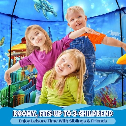 Ocean World Play Tent - Under the Sea Adventure Pop-Up Tent for Kids, Indoor Playhouse for Boys & Girls — view 4