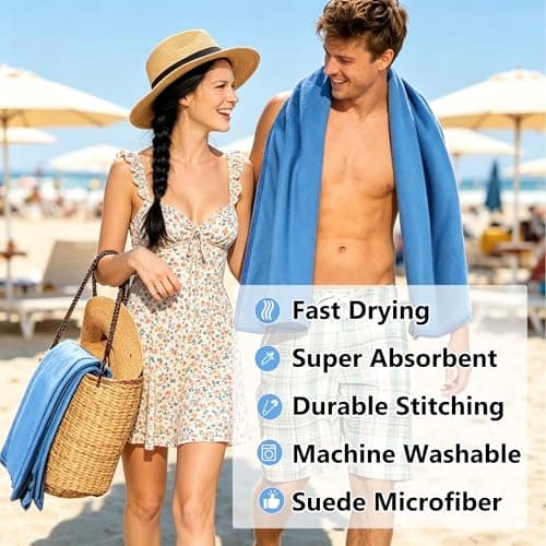 Microfibre Towel, Lightweight & Quick Dry Gym Towels, Soft, Super Absorbent, Ultra Compact Towel Great for Sports, Camping, Gym, Beach and Swimming (Sky Blue, 40x80cm) — view 6