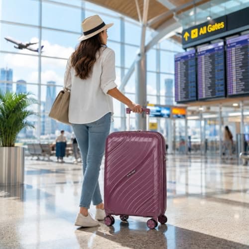 Fly Kite Luggage 28 Inch Large Suitcase 100% Polypropylene Hard Shell with Aluminium Trolley Handle, Real TSA 3 Digit Secure Lock 360° Smooth Wheels Lightweight Suitcase|Purple — view 4