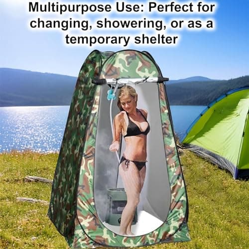 Buystarget Portable Pop Up Tent Outdoor Camping Toilet Tent Camouflage Shower Space Privacy Foldable Changing Shelter Lightweight Compact Easy Set Up Waterproof Durable Camping Beach Hiking Festivals — view 3