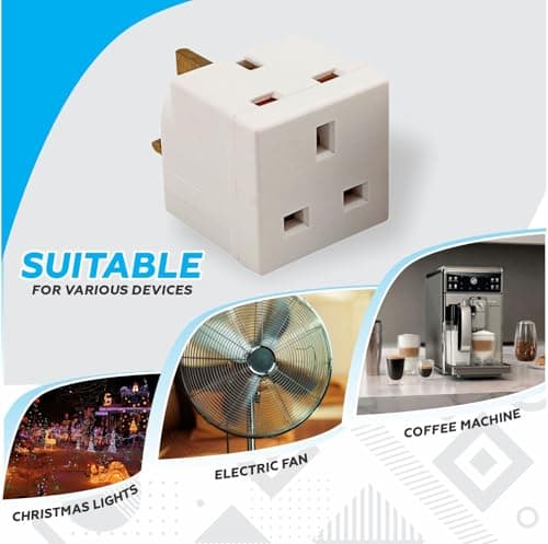 13A 3 Pin UK Plug Adapter – 2 Way Multi Plug Power Adaptor — view 3
