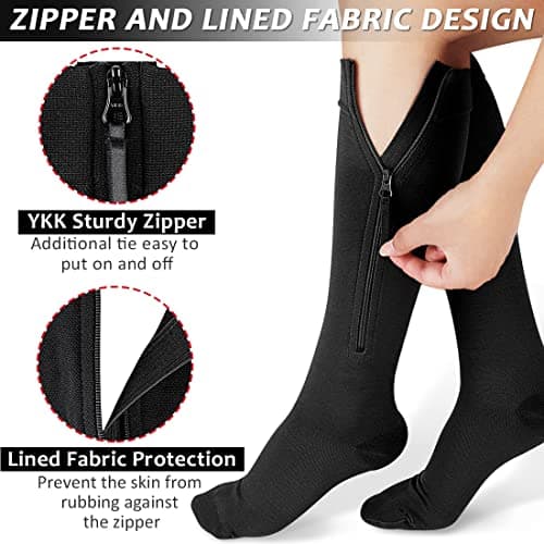 Ailaka 20-30 mmHg Zipper Compression Socks for Men Women, Closed Toe — view 3
