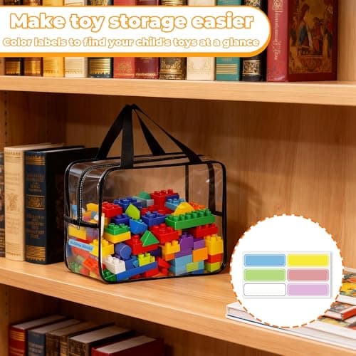 6 Pack Toy Storage Bags with Labels and Zipper, Reusable PVC Toy Organizer — view 4
