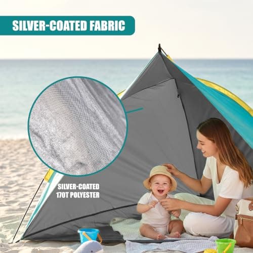 GEEZY Pop Up Beach Tent - 1-2 Person UPF 50+ UV Sun Protection, Sun Shade Shelter for Beach, Camping & Garden - 2 Person Portable Canopy, Silver Coated 170T Polyester with Carry Bag — view 5