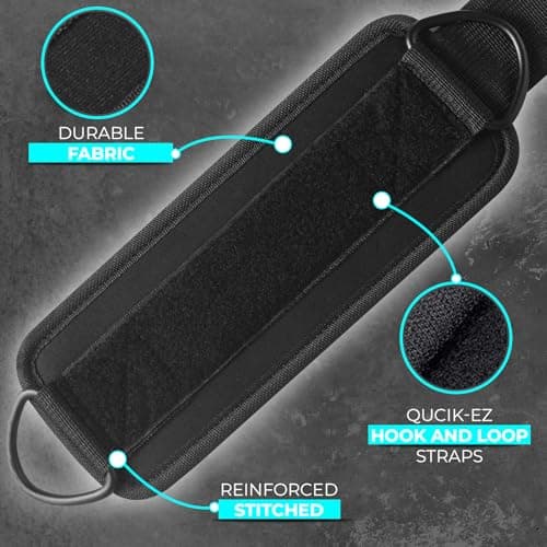 Ankle Straps for Cable Machines Gym Wrist Cuff Double Stainless Steel Weight Lifting D-Ring Booty Leg Resistance Bands Attachment Powerlift Women Men Home Fitness Workout Curl Kickback (Black Pair) — view 3