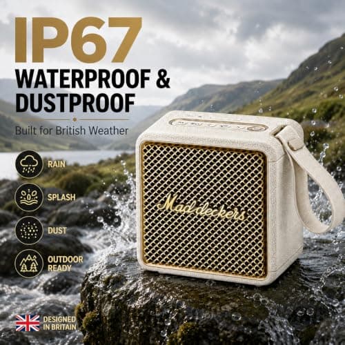 MADDECKERS MG II Portable Bluetooth Speaker, 24W Powerful Sound, DSP Enhanced Audio, IP67 Waterproof Dustproof, RGB Lights, 17H+ Playtime, TWS Stereo Pairing, 3 EQ Modes, AUX/TF/USB (Cream) — view 4