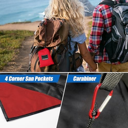 Odoland Hiking Blanket 180 x 160 cm Pocket Blanket Waterproof Heatproof Sandproof Thin Ground Sheet - Lightweight Foldable Beach Mat for Outdoor Camping, Travel, Hiking, Picnic for 2-4 People — view 4