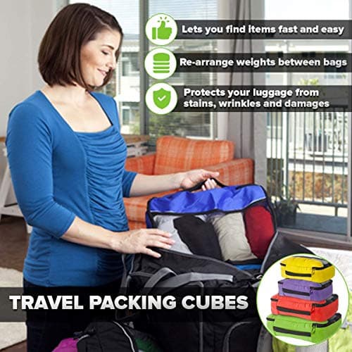 bago 7 Pcs Packing Cubes For Travel - 4 Packing Cube with 3 ZipLock Bags - Travel Cubes to Get Maximum Storage, Save Time & Effort to Pack - Happy Traveling (GreenRedPurpleYellow) — view 6