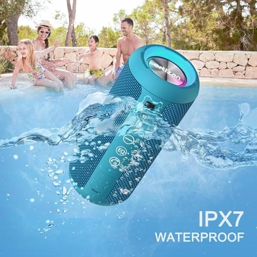 Ortizan Bluetooth Speaker, Portable Speaker with IPX7 Waterproof, Bluetooth 5.3, 30H Playtime, RGB Light, Micro SD card & AUX, Wireless Speaker for Home, Travel, Outdoors — view 4