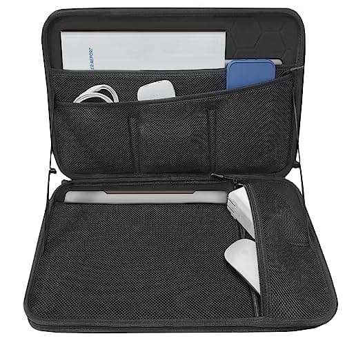 ENCASED Hard Case Laptop Travel Bag for 13” and 14” inch Computers/MacBooks with Luggage Sleeve - Carrying Handle, Padded Shoulder Strap (Black), Black — view 3