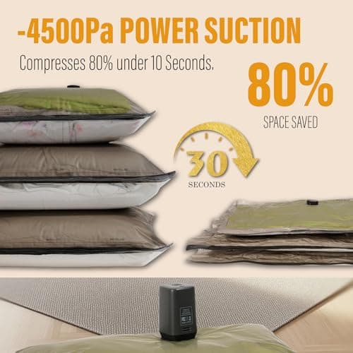Rechargeable Wireless Pump Travel Vacuum Bags for Luggage, 15 Pack Portable Space Saver Storage Bags for Travel and Home, Compression Packing Cubes Seal for Clothing, Clothes, Blankets, Suitcase — view 6