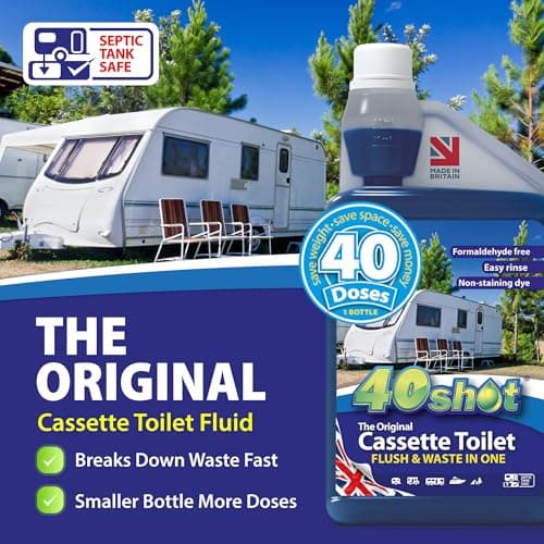 Blue Motorhome & Caravan Toilet Chemical Fluid 1L – 40 Doses, 2in1 Cassette — view 3