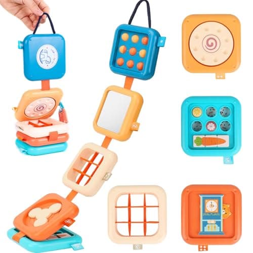 Toddler Travel Toys,Activity Cube,Baby Busy Board,Travel Toys for Toddlers on Plane, Montessori Activity toys, Baby Busy Cube,Sensory Educational Developmental Learning Toys for Boys Girls Gift