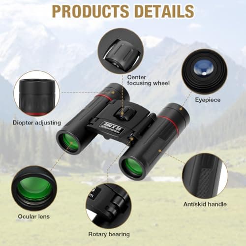 OFFCUP 200x25 Compact Binoculars for Adults and Kids, Mini Pocket Binocular — view 5