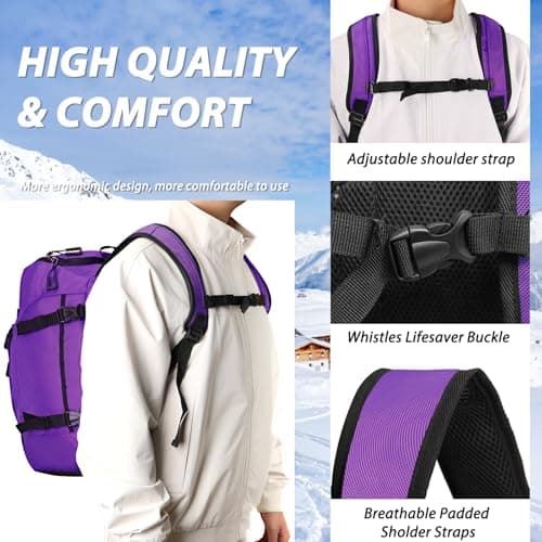 Goloni 50L Ski Backpack, Water‑Resistant Ski Boot Bag,Purple — view 6