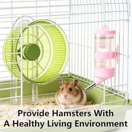 2-Piece Hamster Wheel and Water Bottle Set, Hamster Exercise Wheel with Pet Water Dispenser, Small Pet Cage Accessories for Running and Daily Hydration — view 6