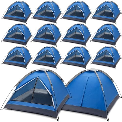Woanger 12 Pack Bulk 2-3 Person Camping Tents for Homeless Lightweight Outdoor Tent with Rain Fly and Carrying Bag Waterproof Windproof Setup Pop Up for Homeless Camping Backpacking