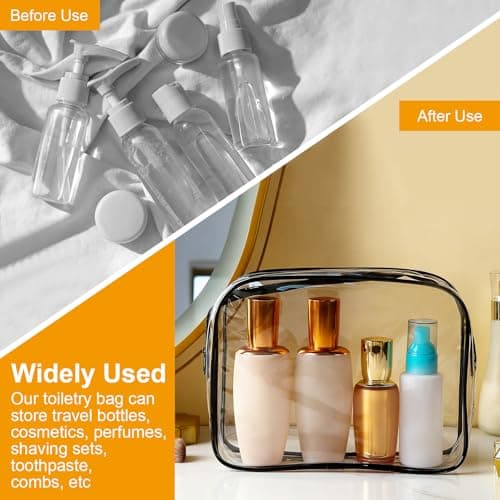 Weniubit Clear Travel Toiletries Bag, 3PCS Large Portable Waterproof Toiletry Bags with 2PCS Airport Security Liquids Bags, PVC Makeup Bag for Travelling and Holiday — view 4