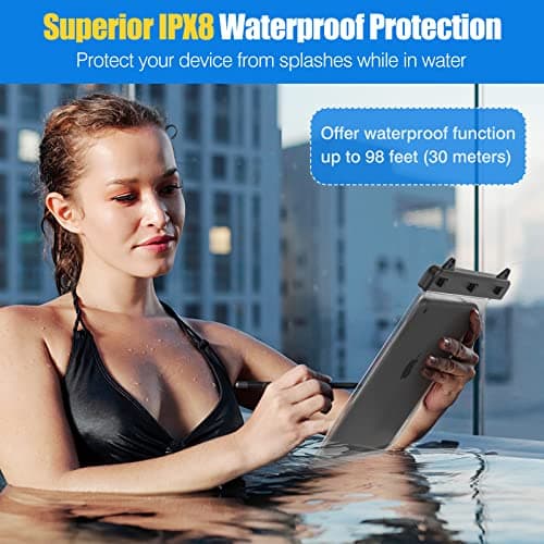 MoKo Waterproof Tablet Case, Tablet Pouch Dry Bag Compatible with iPad 9th 2021, iPad mini 6, iPad Air 5 2022, Air 4 10.9, Air 3 10.5, iPad Pro 11/10.5, iPad 10.2/9.7, Galaxy Tab A7/A8, Clear — view 2