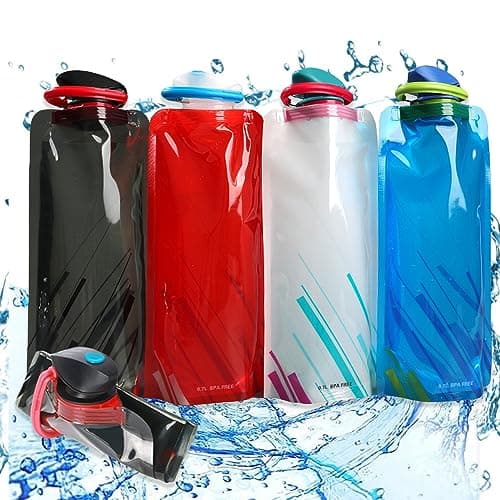 YZDZSW Collapsible Water Bottle, 4 PCS Foldable Sports Bottle, 700ml Foldable Water Bottle Reusable BPA Free Collapsible Water Bottle for Outdoor Sports Travel Biking Hiking