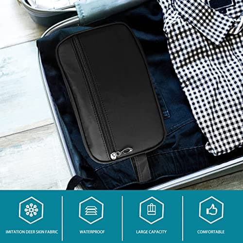 Toiletry Bag for Men, FITDON Portable Travel Wash Bag, Waterproof Shaving Bag Gym Shower Bathroom Bag Dopp Kit Make Up Bag, Black — view 5