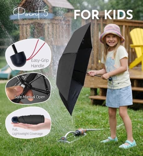 LILAC Compact Travel Umbrella for Purse, Mini Folding Pocket Parasol with Windproof Absorbent Sleeve, UPF 100+ UV Sun Protection, 30% Thickened Alloy Steel Shaft, Double Fiberglass Reinforced — view 6