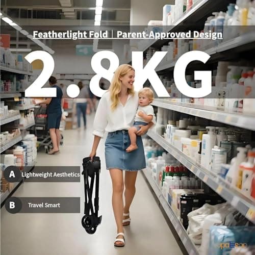 Opaeroo Lightweight Stroller 2.8kg One Hand Fold Airplane Approved 0-6 Years Dual Mesh Pockets — view 2
