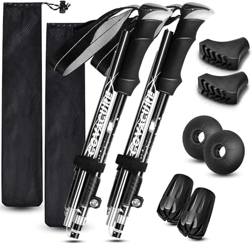covacure Walking Poles, 7075 Aluminum Tri-fold, Adjustable Height, 2PCS
