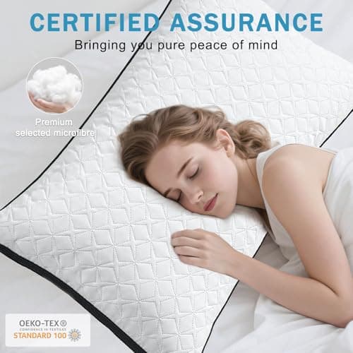 TINCOOL Pillows 2 Pack, Hotel Quality Luxury Pillows For Neck And Shoulder Pain, Neck Support Pillow for Bed & Sofa, Soft & Supportive, Breathable & Washable Standard Size 42x70cm for all Sleepers — view 4