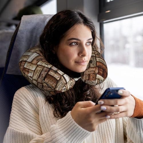 LIXLZH Wine Cork Print Lightweight Comfortable Breathable Polyester U-Shaped Neck Pillow Adults Pillow Rest — view 6