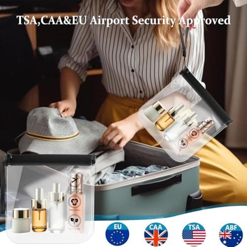 2pc Airport Security Liquids Bags - Clear Travel Toiletry Bag, Airport Liquid Bag, TSA Approved Waterproof Wash Bags Travel Accessorie Holiday Essentials for Women/Men 20X20cm — view 2