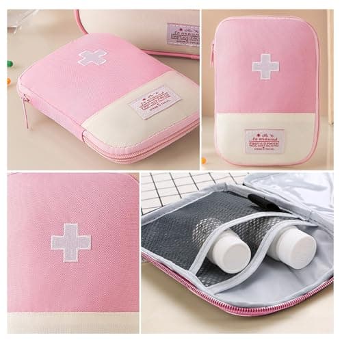3 Pcs First Aid Kit Bags, Portable Travel Empty Medical Medication Medicine Bags, Small/Large Oxford Fabric First Aid Emergency Storage Organizer Bag for Outdoor Camping Hiking Travel Work (Pink) — view 3