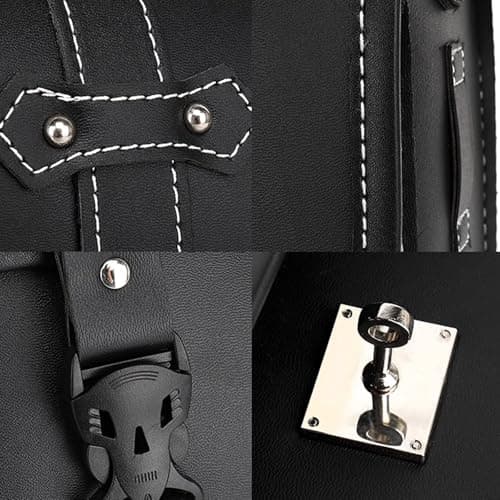 Motorcycle Saddle Bags PU Leather Waterproof, Moto Bag 20L Large Capacity, Motorcycle Tail Bags Combination Lock, Universal Moto Luggage 1 Pair Side Bag(A,33x13x25cm) — view 6