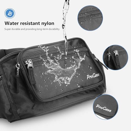 ProCase Bum Bag Waist Fanny Pack for Men Women Ladies with 6 Pockets and Adjustable Belt Large Dog Bumbag for Dog Walking Running Hiking Cycling Travel Holiday Festival Christmas Disney -Black, L — view 6