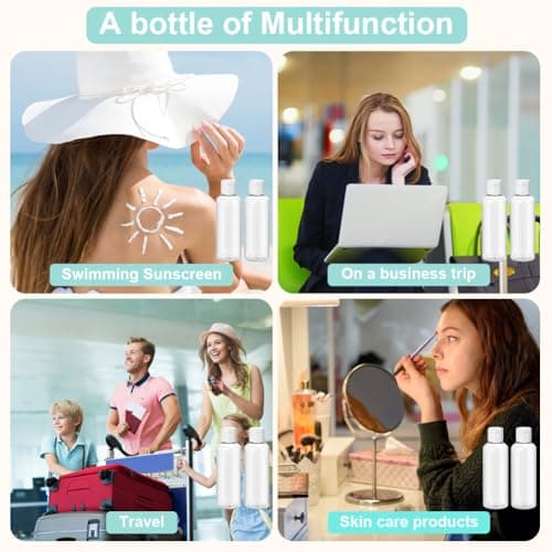 flintronic 10-Pack Transparent Travel Bottles Set, 100ML Refillable Containers for Toiletries, Shampoo, Cosmetic Liquid With 2 Funnels — view 6