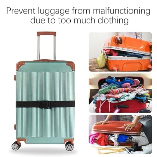 Luggage Straps for Suitcase Heavy Adjustable Suitcase Straps with Quick Release Buckle Suitcase Identifier Bands for Travel Case Non-Slip Travel Belt Travel Accessories (Black, 2pcs) — view 5